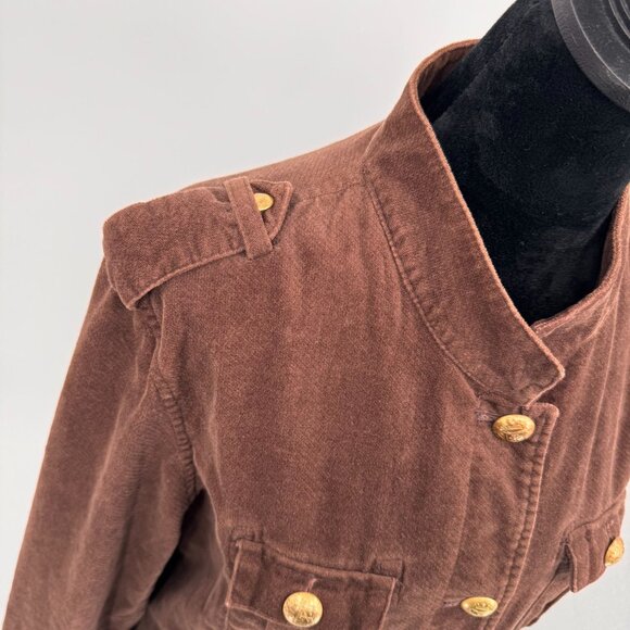 Vintage Izod Womens Military Utility Jacket XL Cotton Brown Button Flap Pockets - Picture 5 of 8